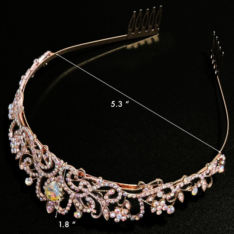 TAROSE Crowns for Women, Queen Crystal Gold Silver Tiaras with White Rhinestone and Combs, Goddess Crown for Wedding Bride Birthday Princess Bridal Shower Hair Accessories for Women - Image 2